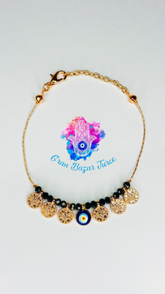 Pulsera Cadena Dorada - Ojo Turco-Tugra - Gran Bazar Turco