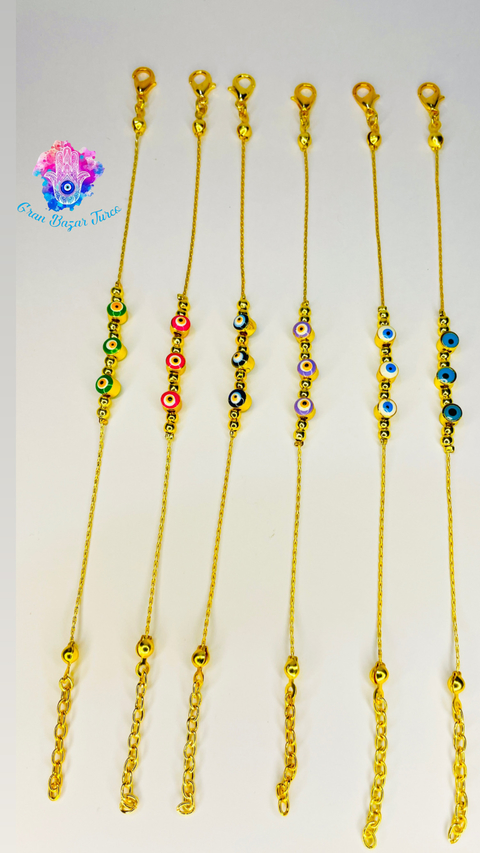 Pulsera Cadena Dorada - 3 Ojoturco