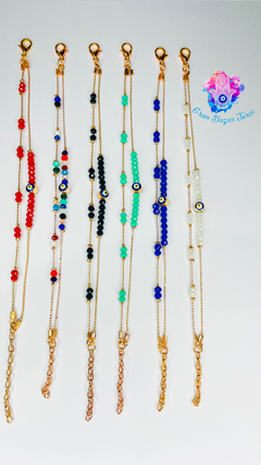 Pulsera Doble Cadena Rosada - Ojo Turco
