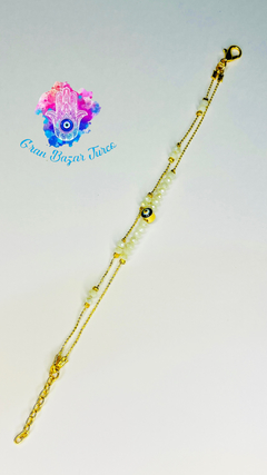Pulsera Doble Cadena Dorada - Ojo Turco- - tienda online