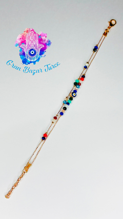 Pulsera Doble Cadena Rosada - Ojo Turco en internet