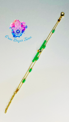 Imagen de Pulsera Doble Cadena Dorada - Ojo Turco-