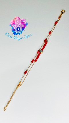 Pulsera Doble Cadena Rosada - Ojo Turco - comprar online