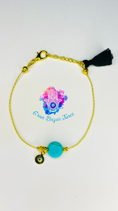 Pulsera Cadena Dorada - Ojo Turco- Cuarzo Turquesa - comprar online