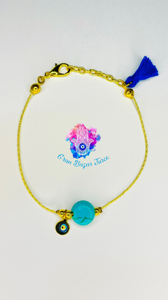 Pulsera Cadena Dorada - Ojo Turco- Cuarzo Turquesa - Gran Bazar Turco