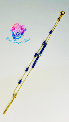 Pulsera Doble Cadena Dorada - Ojo Turco-