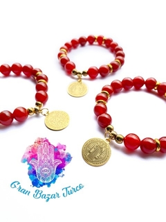 Imagen de PULSERA CUARZO - MEDALLA SAN BENITO