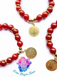 PULSERA CUARZO - MEDALLA SAN BENITO - tienda online