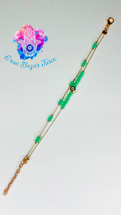 Imagen de Pulsera Doble Cadena Rosada - Ojo Turco