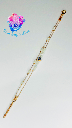 Pulsera Doble Cadena Rosada - Ojo Turco