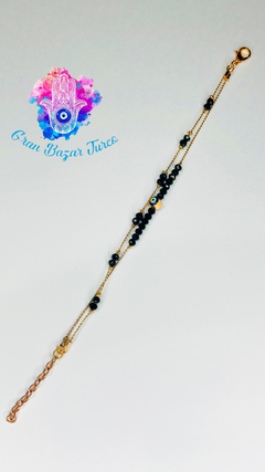 Pulsera Doble Cadena Rosada - Ojo Turco - Gran Bazar Turco