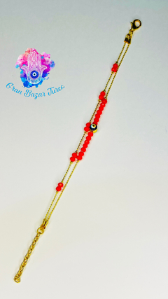 Pulsera Doble Cadena Dorada - Ojo Turco- - comprar online