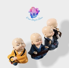 Estatuas de monjes chinos tradicionales budistas de 4 piezas. - Gran Bazar Turco