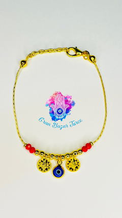 Pulsera Cadena Dorada - Ojo Turco-Tugra - tienda online