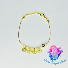 Pulsera Cadena Dorada - Ojo Turco-Tugra - tienda online