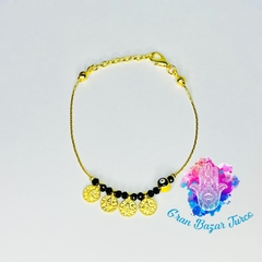Pulsera Cadena Dorada - Ojo Turco-Tugra - Gran Bazar Turco