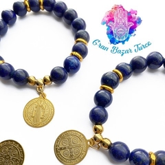 PULSERA CUARZO - MEDALLA SAN BENITO - comprar online