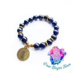 PULSERA CUARZO - MEDALLA SAN BENITO - tienda online
