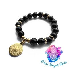 PULSERA CUARZO - MEDALLA SAN BENITO - tienda online