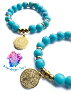 PULSERA CUARZO - MEDALLA SAN BENITO - tienda online