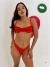 Top Biquini Flor vermelho