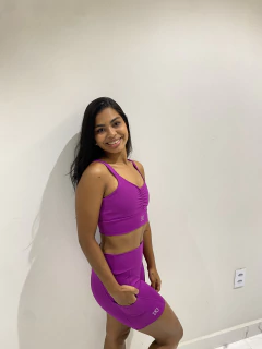 Conjunto fitness short + topper fucsia - Bellitas Lingerie