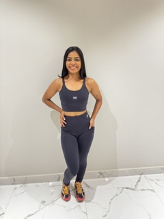 Conjunto fitness calça + topper preto - comprar online
