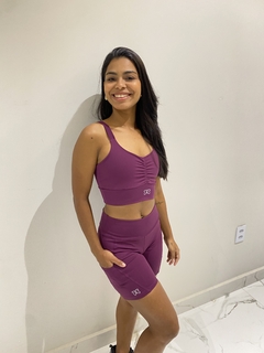 Conjunto fitness short + topper vinho - comprar online
