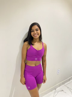 Conjunto fitness short + topper fucsia - comprar online