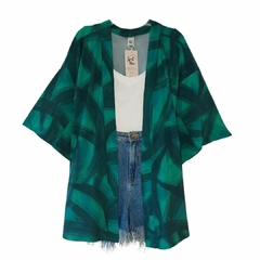 Kimono Verde Jade Estampado - leve defeito