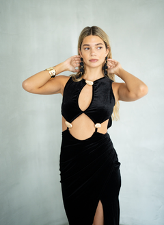 Imagen de VESTIDO NASHIRA TERCIOPELO LUX BLACK