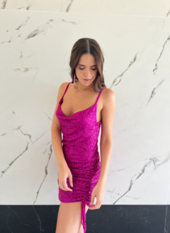 VESTIDO LAU PAIETTE FUCSIA - Nina Na House