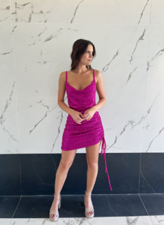 VESTIDO LAU PAIETTE FUCSIA - comprar online
