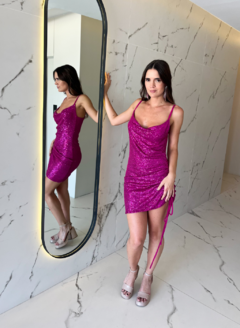 VESTIDO LAU PAIETTE FUCSIA - comprar online