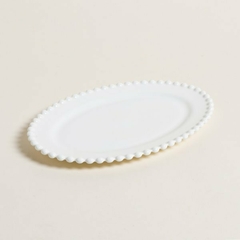 Bandeja de cerámica oval puntitos 31x22cm - comprar online