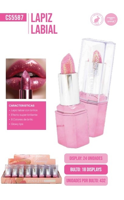 LABIAL CON GLITTER PINK21 CS5587/84596