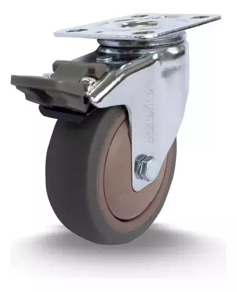 Rodízio Giratório Placa 110 Elegance Marrom - Casterine - comprar online