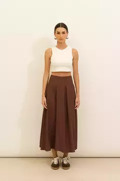 Saia midi alfaiataria pregas