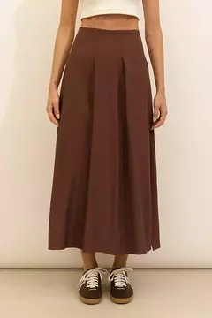 Saia midi alfaiataria pregas - Ânima Moda