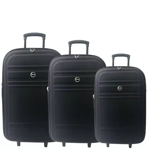 Kit Malas de Viagem P/M/G Poliéster - Mundi cor:Preto