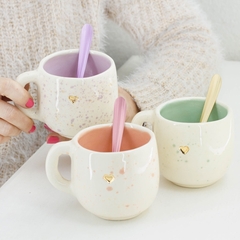 TAZAS CORAZÓN ORO - comprar online