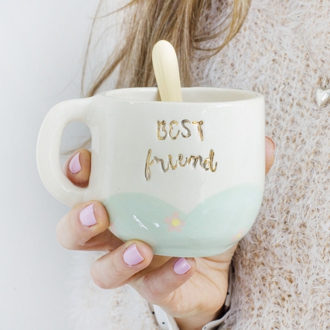 TAZA BEST FRIEND GOLD VERDE - comprar online