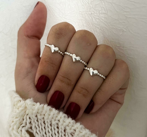 Anel de Coração com Bolinhas