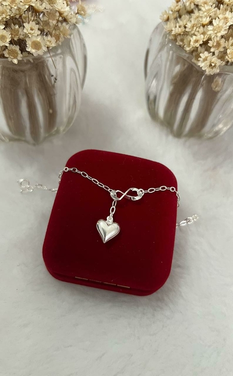 Pulseira Pingente de Coração com Simbolo do Infinito
