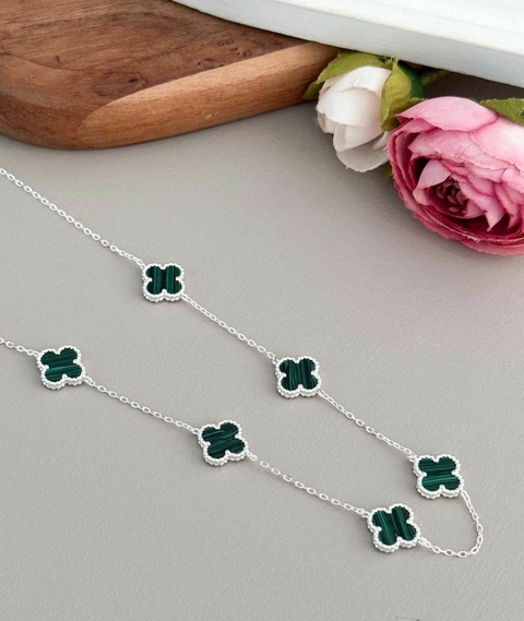 Colar de trevo Pedra Verde