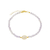 Pulseira Jade Lilás com Pérola Água Doce Banho de Ouro 18k