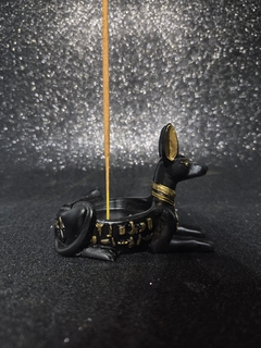 Incensário e Porta Velas Deus Egípcio Anúbis 7cm - Esoteric Shop