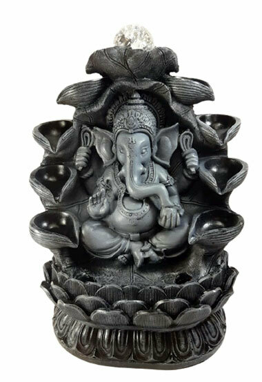 Fonte Ganesha Coroa Cinza 28cm - comprar online
