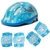 Kit Proteção Infantil Tubarão Capacete (52-56cm) com Joelheira e Cotoveleira Azul