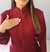 Jaleco Maria - Marsala de Gabardine com Elastano, Gola de Padre, Com Zíper, Com Punho - comprar online